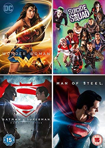 DVD cover featuring Wonder Woman, Batman, Superman, and Suicide Squad.