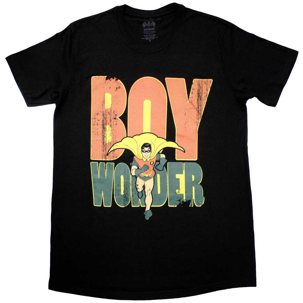 Black t-shirt featuring Batman and Robin (Boy Wonder) comic book art.