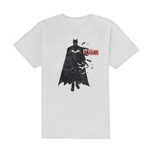 Distressed graphic of Batman figure on a black unisex t-shirt, size XX-Large.