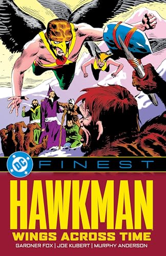 Hawkman with wings, facing figures in a dramatic comic book cover.