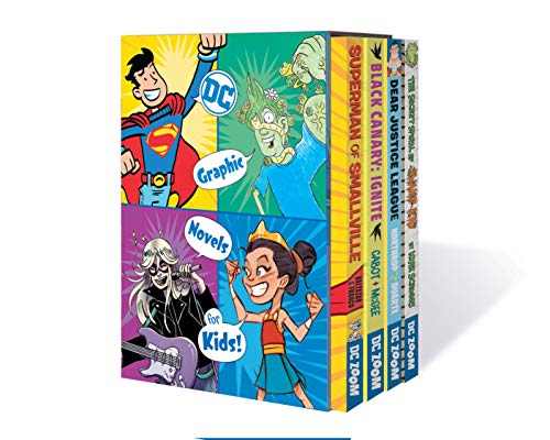 DC Graphic Novels for Kids box set with four colorful books.