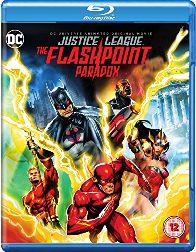 Blu-ray cover for "Justice League: Flashpoint Paradox" featuring superheroes.
