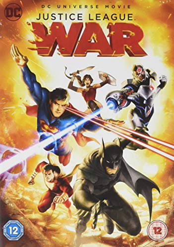 DVD cover for "Justice League: War" featuring superheroes in action.