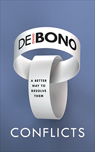 Book cover: "Conflicts" by Edward de Bono, with a white ribbon design.