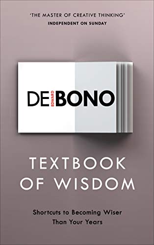 Book cover: "Textbook of Wisdom" by Edward de Bono, white and red design.