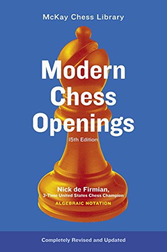 Book cover of Modern Chess Openings 15th Edition featuring a large orange chess bishop.