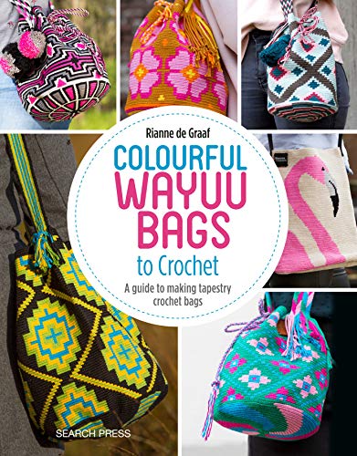 Book cover showing multiple colourful, patterned tapestry crochet bags and the book title.