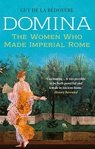 Book cover: “Domina” with a woman in a garden scene.