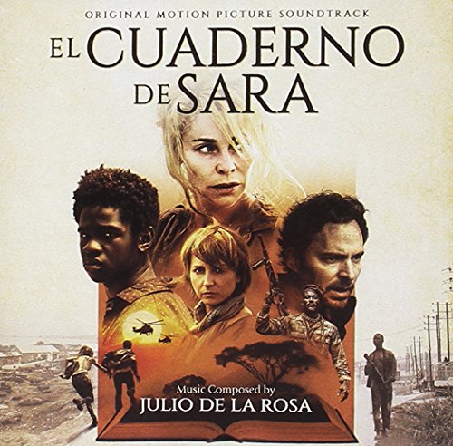 CD cover for "El Cuaderno De Sara" featuring film characters and a helicopter.