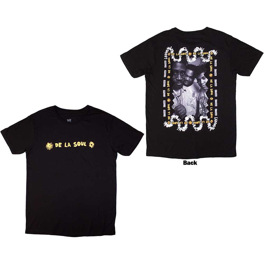 Black unisex T-shirt featuring a De La Soul group graphic printed on the back.