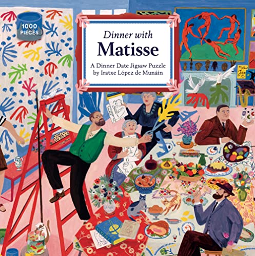 Book with Henri Matisse's artwork and possibly recipes on a dinner-themed coffee table book.