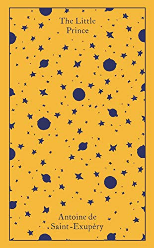 Yellow book cover with blue stars and text: "The Little Prince.