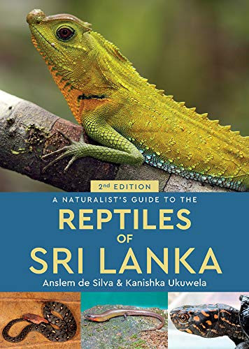 Book cover featuring a green lizard, titled “Reptiles of Sri Lanka.”