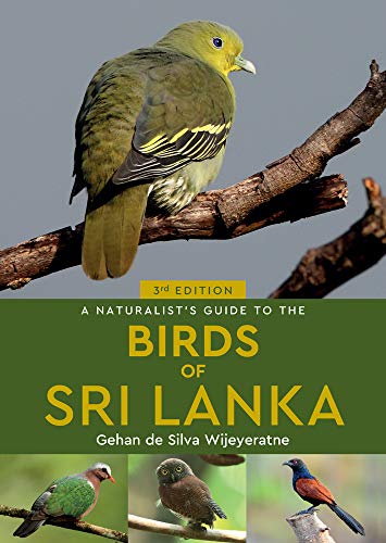 Book cover featuring a green bird on a branch and title Birds of Sri Lanka.
