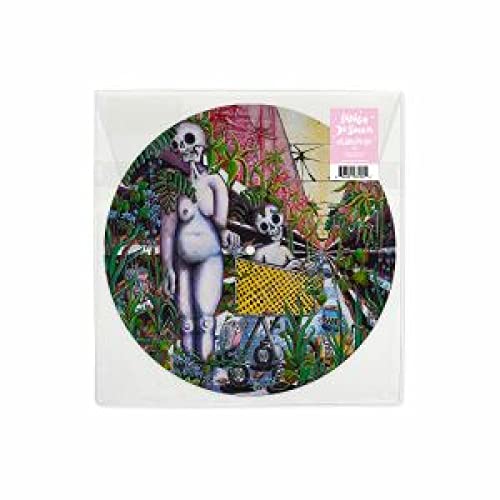 Picture disc vinyl record with surreal skeletal figures in a jungle scene.