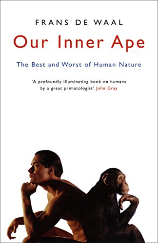 Book cover featuring a human profile merged with a chimpanzee’s silhouette.