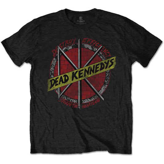 Black t-shirt with a red and yellow Dead Kennedys graphic print.