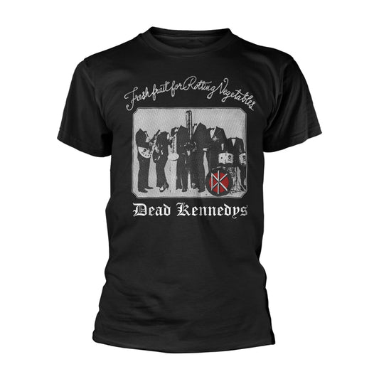 Black t-shirt with white Dead Kennedys album art graphic.