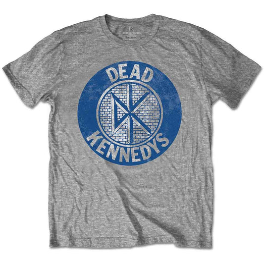 Grey t-shirt with a blue circle featuring the Dead Kennedys logo.