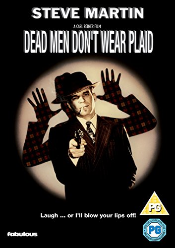 "Movie cover for 'Dead Men Don't Wear Plaid' featuring a man in a suit."