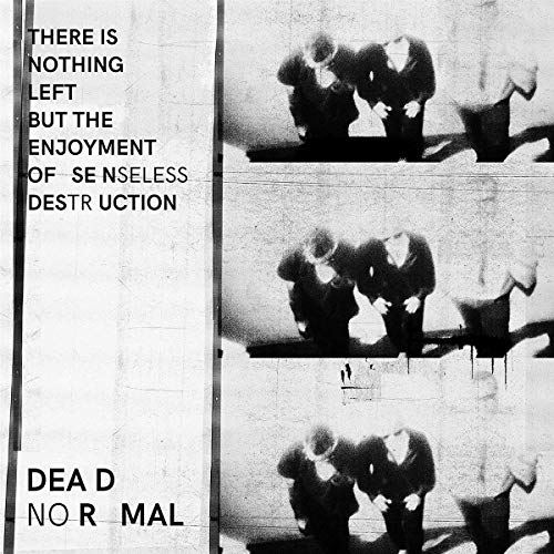 Black and white album cover with text and blurred figures bowing.