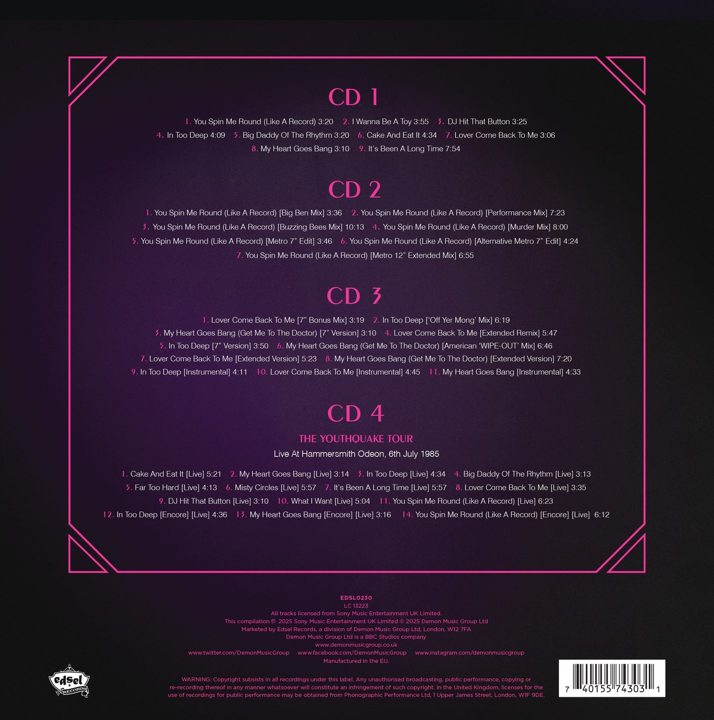 Dead Or Alive - Dead Or Alive: Youthquake 4CD [CD]