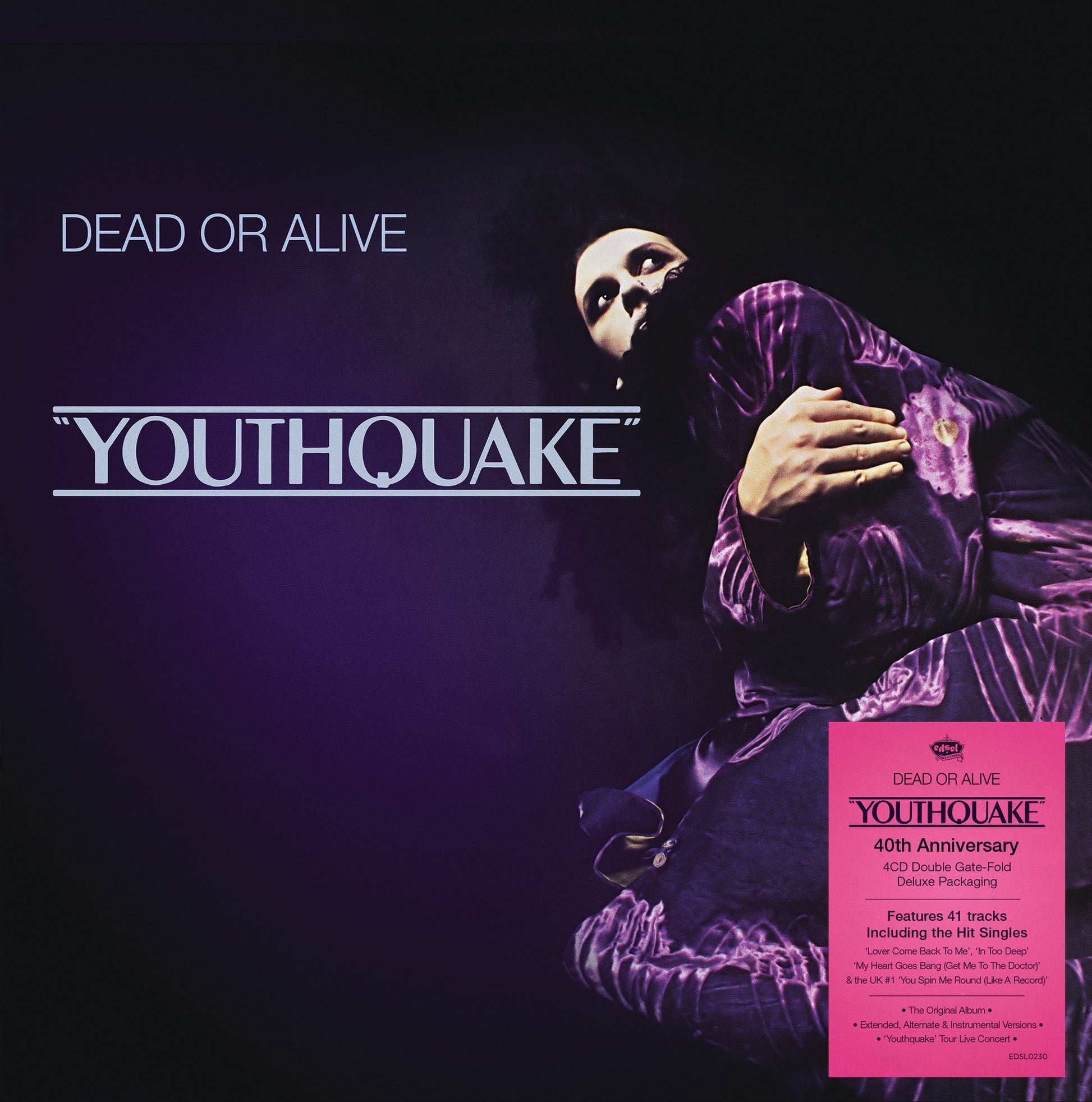 “Youthquake” 4CD set by Dead Or Alive, featuring a stylized portrait.