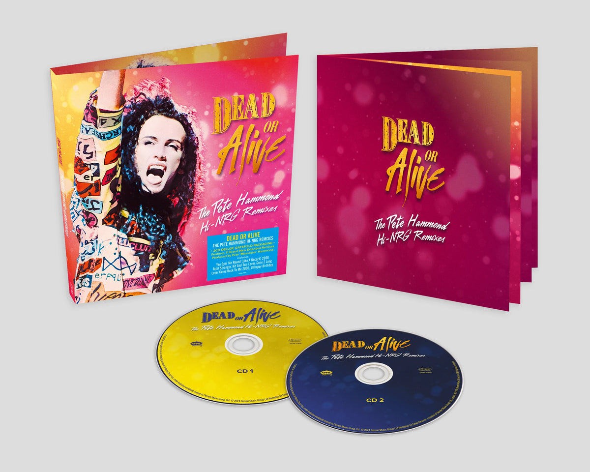 “Dead Or Alive” deluxe CD with a portrait of Pete Burns and two discs.