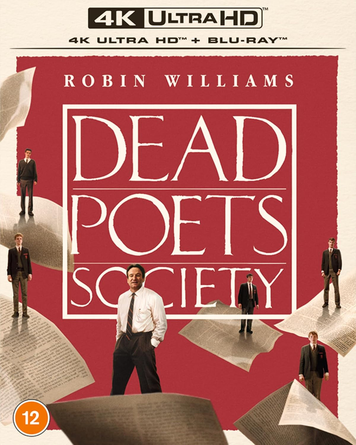 “Dead Poets Society” Blu-ray cover with Robin Williams and students.
