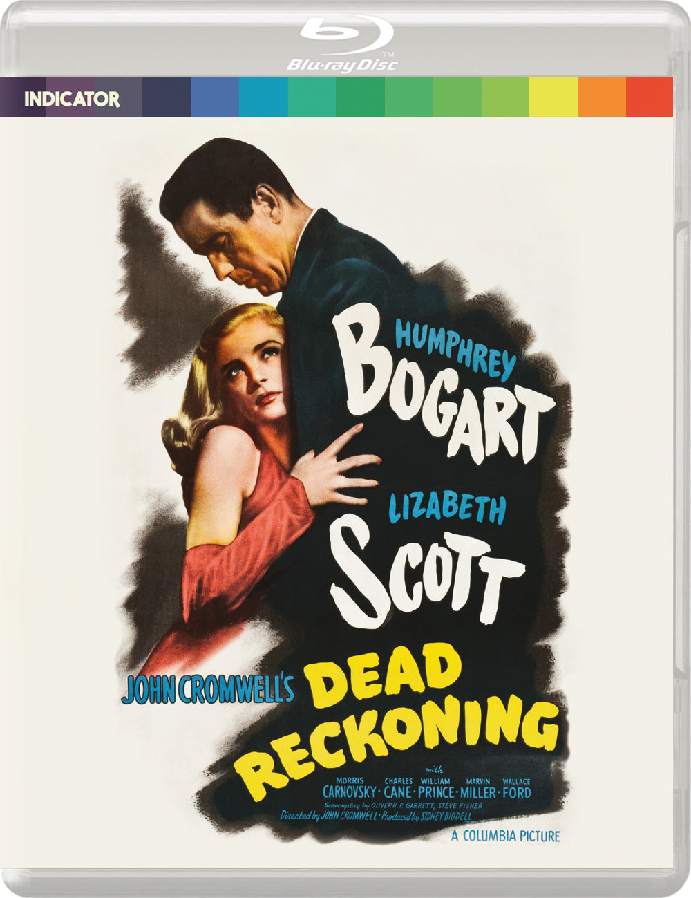 Blu-ray cover art for Dead Reckoning featuring Humphrey Bogart and Lizabeth Scott.