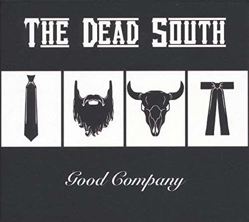 The Dead South Good Company album cover with icons of a tie, beard, and skull.