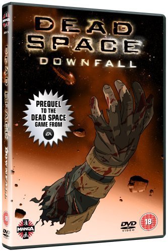 Dead Space Downfall" DVD cover featuring a bloody, outstretched hand in space.