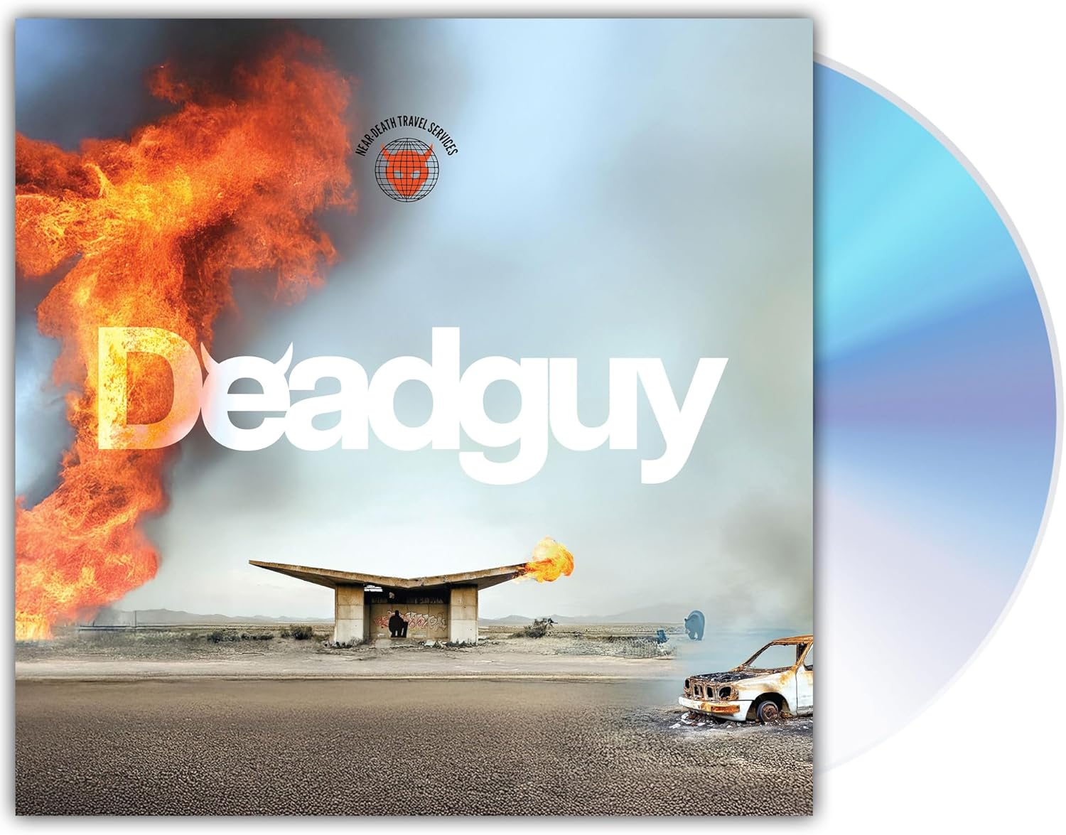 CD cover for Deadguy’s “Near-death Travel Services” with desert landscape.