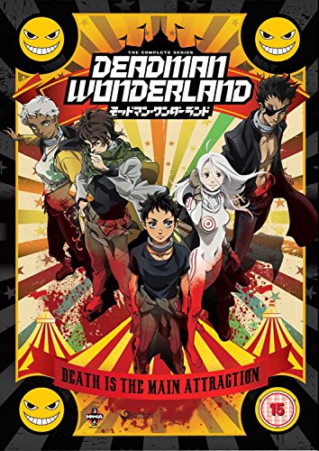 Deadman Wonderland" DVD cover featuring anime characters against a circus backdrop.