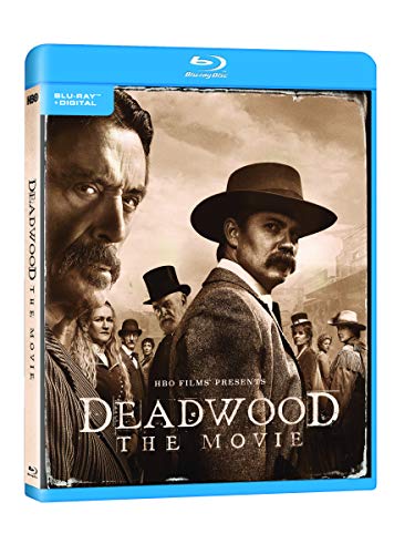 Deadwood: The Movie" Blu-ray case featuring character portraits in a Western setting.