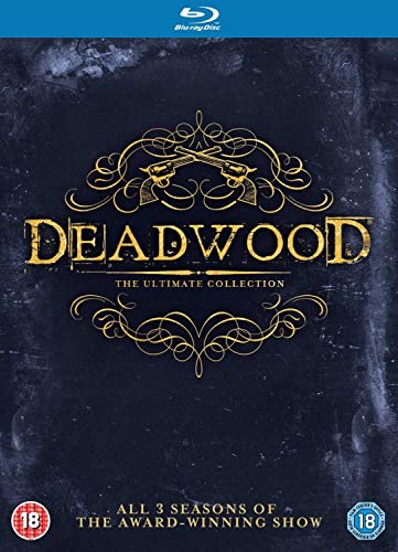 “Deadwood: The Ultimate Collection” Blu-ray cover with ornate gold design.