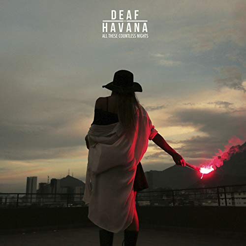 Album cover for Deaf Havana’s “All These Countless Nights” with a figure holding a flare.