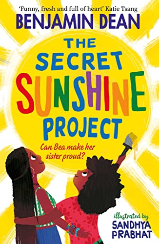Book cover showing two girls against a large yellow sun with colorful title text.