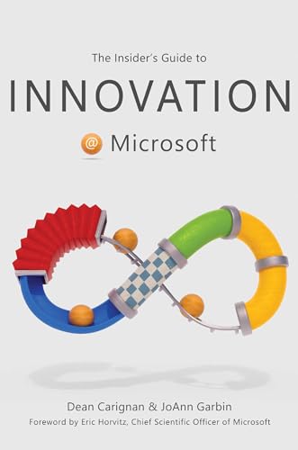 Book cover: "Innovation @ Microsoft" with colorful looping track illustration.