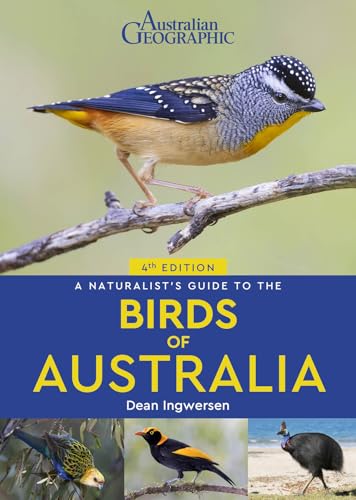 Book cover featuring a colorful bird perched on a branch, “A Naturalist’s Guide to the Birds of Australia.”