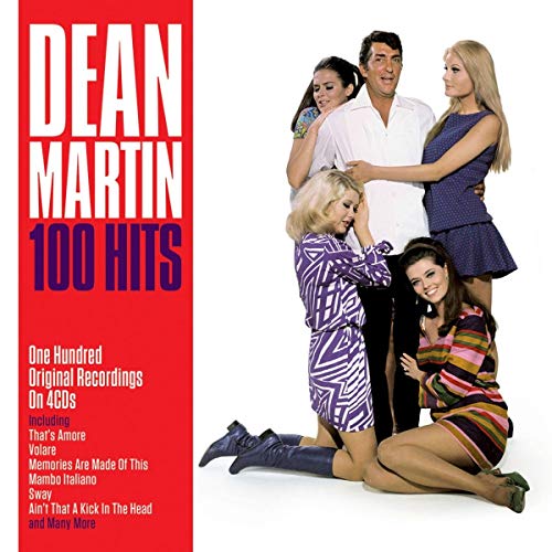 Dean Martin "100 Hits" CD cover with Martin and several women.