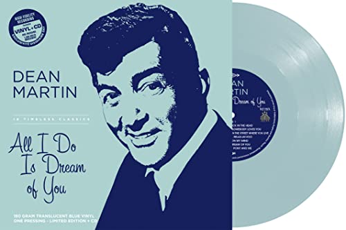 Dean Martin album cover and translucent blue vinyl record.