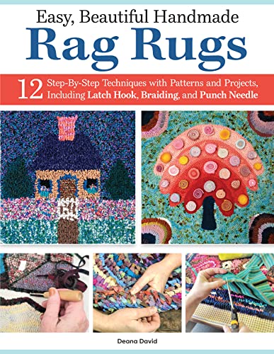 Book cover featuring colorful, handmade rag rugs and crafting techniques.