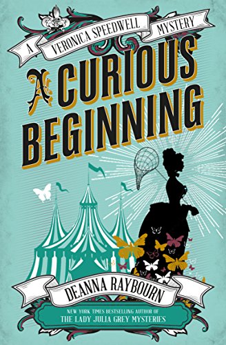 Book cover: “A Curious Beginning” with a silhouette, butterflies, and a tent.