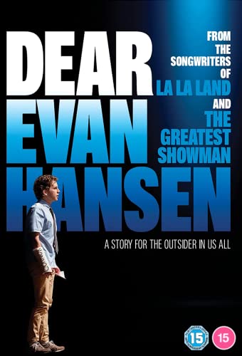 DVD cover for Dear Evan Hansen featuring a young man standing against a dark background.