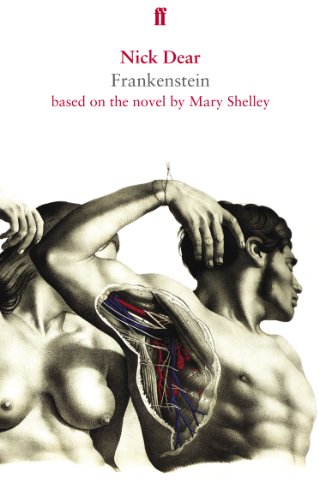 Play script cover: anatomical illustration with two figures, titled "Frankenstein.