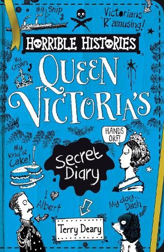 Book cover: "Queen Victoria's Secret Diary" with cartoon illustrations.