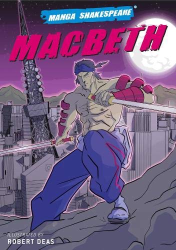 A shirtless warrior with swords stands before a city skyline and a full moon.