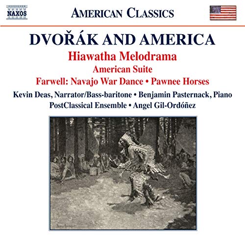 CD cover for "Dvorak and America" featuring a Native American in a forest.
