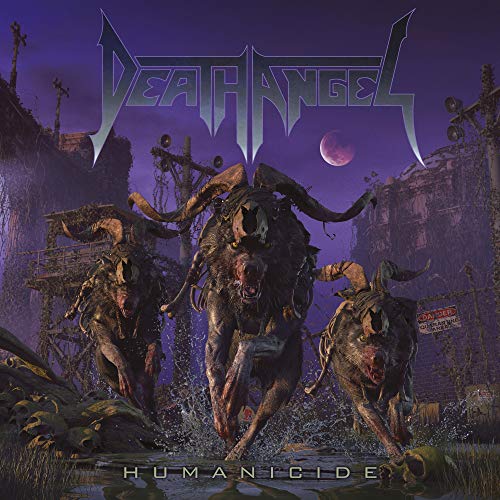 Album cover for Death Angel’s “Humanicide” featuring monstrous, charging wolves.